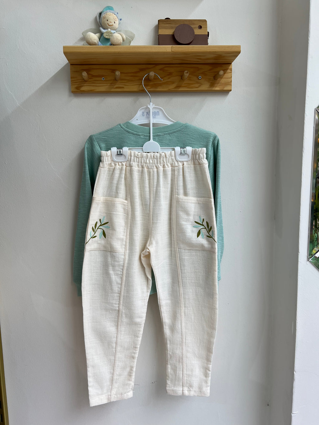 Kuş Detaylı Mint Takım