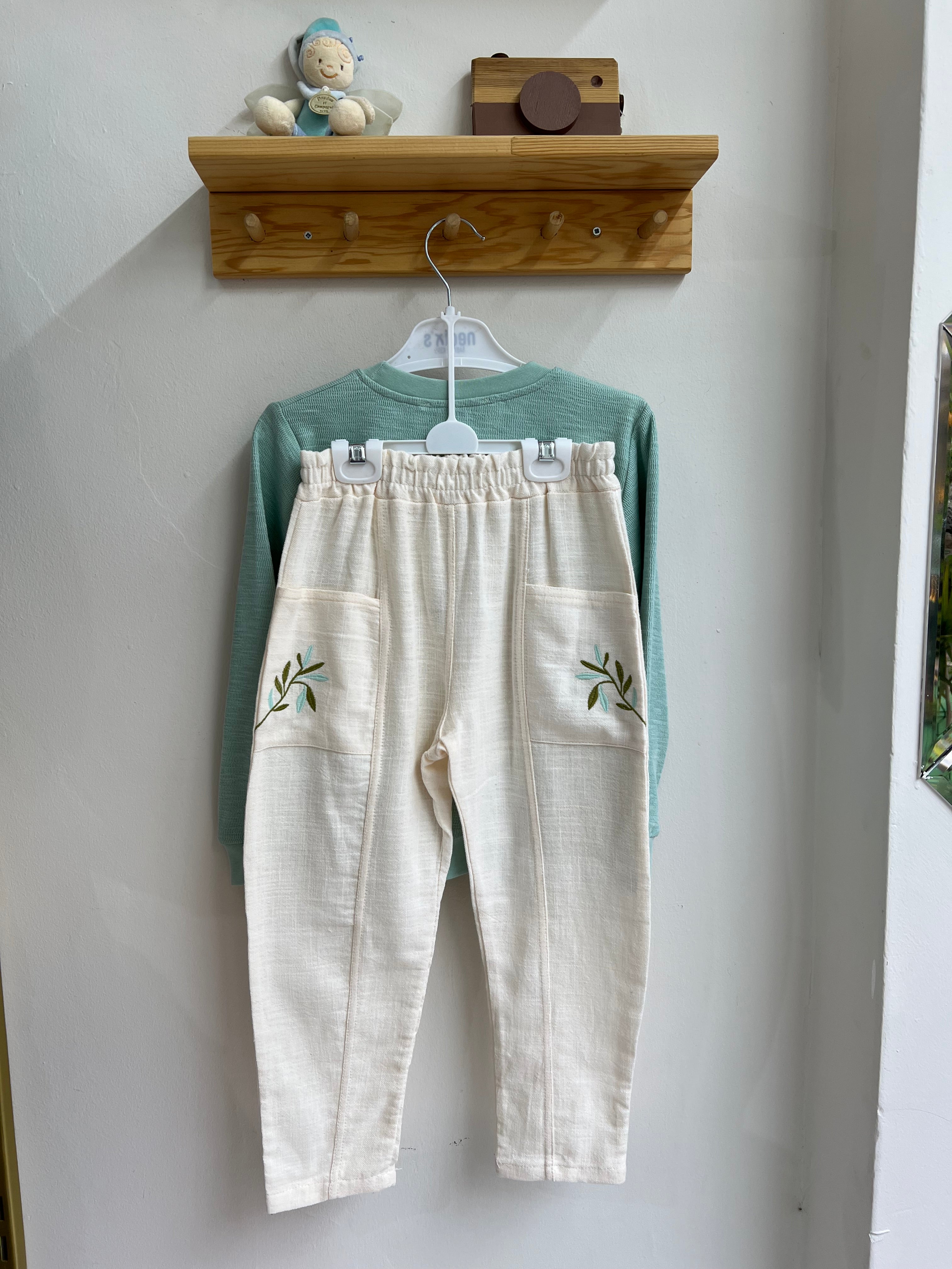Kuş Detaylı Mint Takım