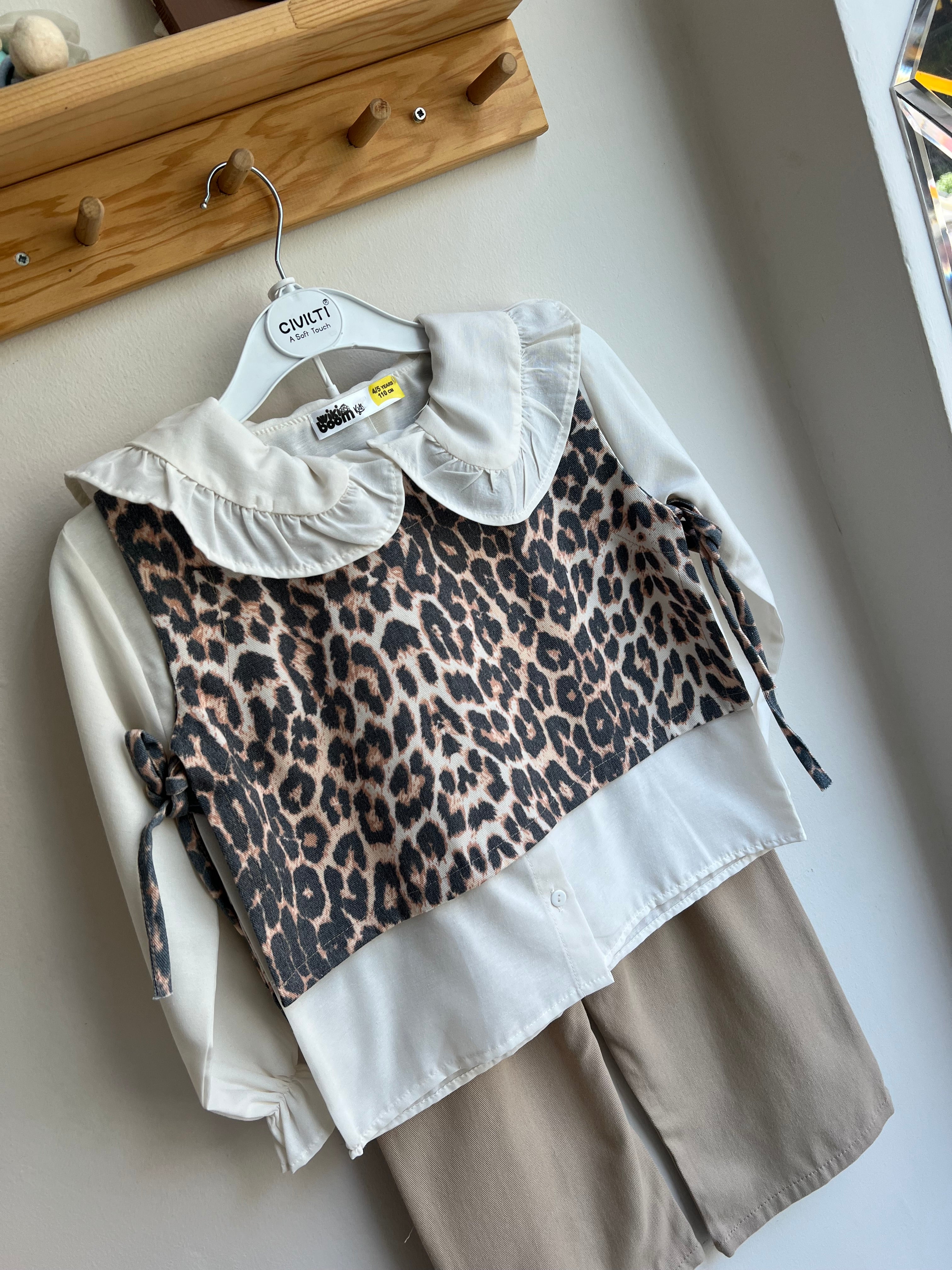 Leopar Yelekli 3Lü Takım