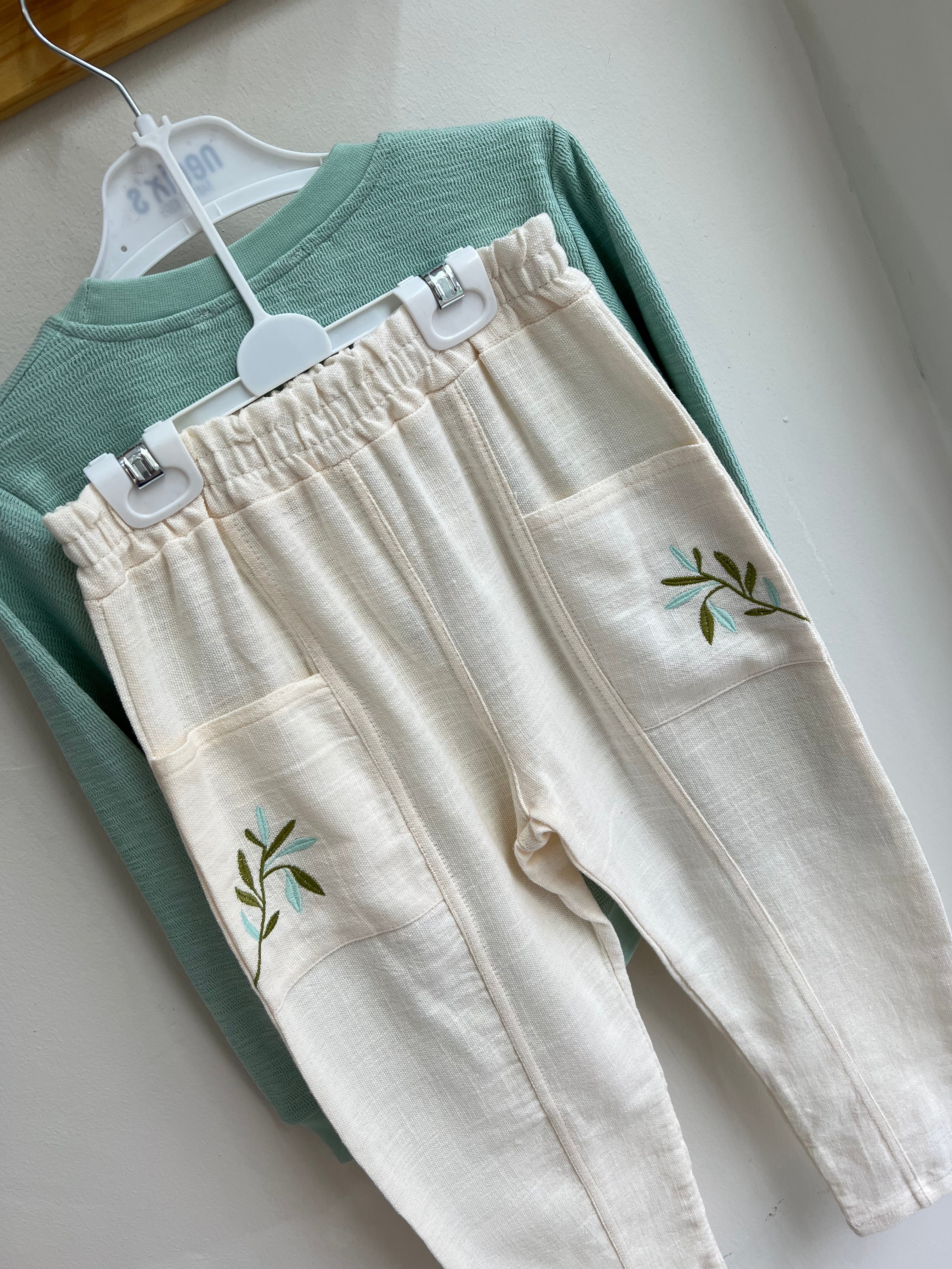 Kuş Detaylı Mint Takım